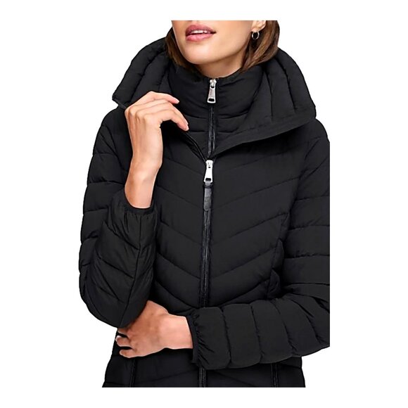 NEW DKNY Womens Puffer Jacket black sz Large - Picture 1 of 6